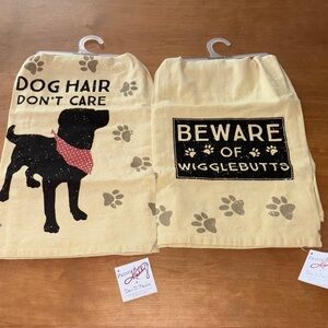 Primitives By Kathy Dog Hair Don't Care Wigglebutts Hand Towels Black Cream New